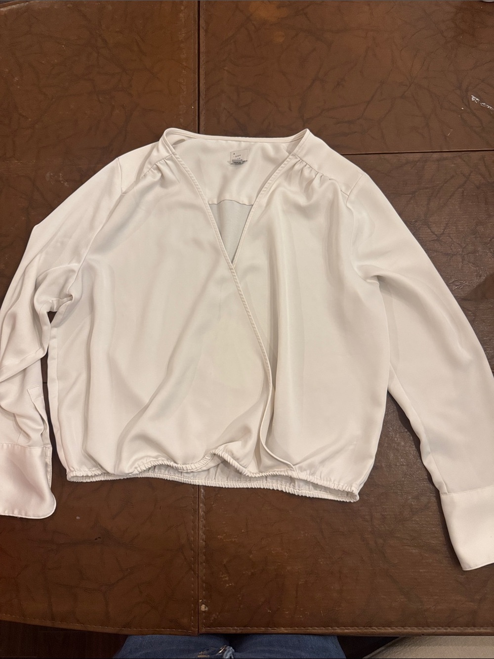 a new day Cream Wrap-Front Long-Sleeve Blouse